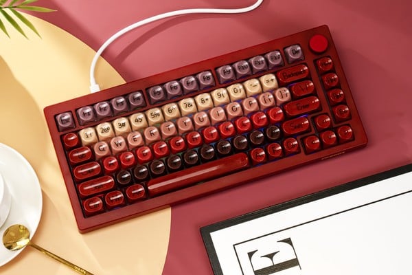nShop bán bàn phím cơ Veekos K75 Wine Red Frost Pink Switch phong cách son môi độc đáo quyến rũ