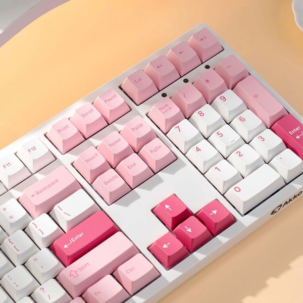 nShop bán AKKO 3108 RF V3 Prunus Lannesiana Frost Pink Switch keycap màu hồng đẹp dịu dàng tặng bạn gái