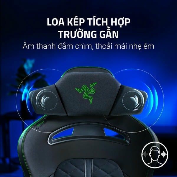 Loa kép tích hợp trường gần trên gối tựa đầu Razer Clio nShop