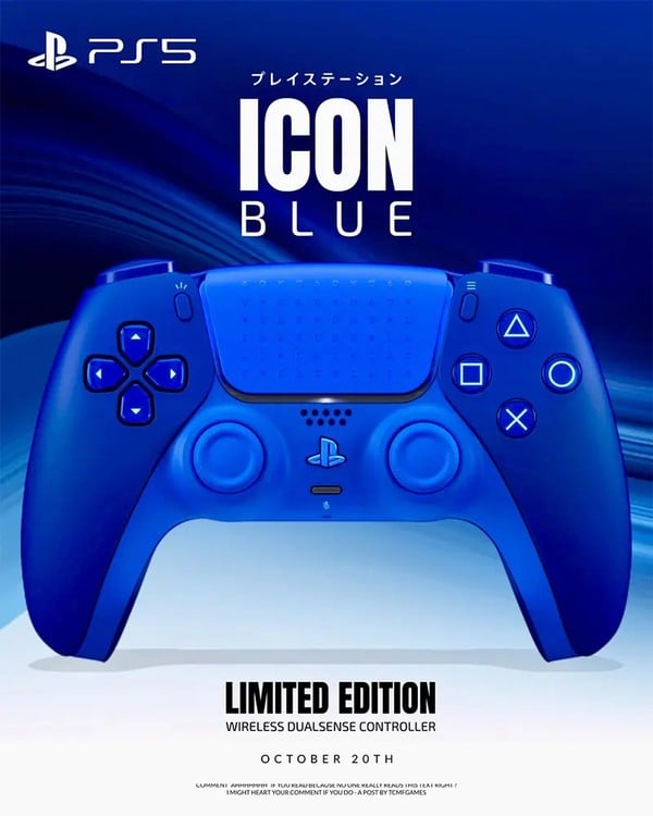 Poster Tay Cầm PS5 DualSense Icon Blue Special Edition chính hãng chất lượng cao bán ở nShop