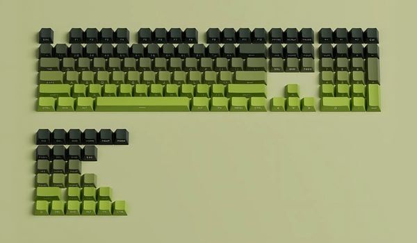 Veekos Forest Gradient Keycaps (PBT Double-Shot / Cherry profile / 135 nút)  PBT và PC sử dụng phương pháp đúc hai lớp