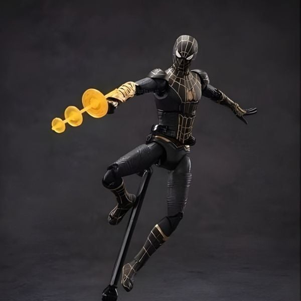 Mô hình Marvel Spiderman Black Gold Suit ZD Toys ZM76 với khớp linh hoạt, nhiều tư thế tạo dáng, bán tại nShop uy tín