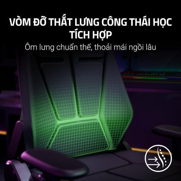 Vòm đỡ thắt lưng công thái học tích hợp trên ghế Razer Soma Chroma nShop