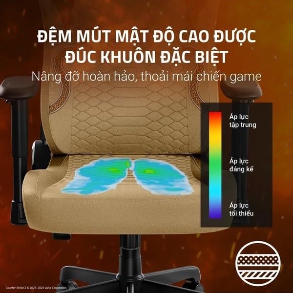 Đệm đúc khuôn đặc biệt nâng đỡ thoải mái trên Razer Iskur V2 X CS2 nShop