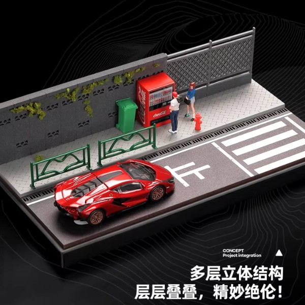 nShop bán Diorama 1:64 Kèm Hộp Trưng Bày Máy Bán Hàng Ven Đường 82005 làm phông nền chụp ảnh xe đồ chơi