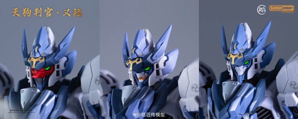 3 dạng mặt nạ của Model Kit Mecha Sunday Hobby Yoshitsune Thiên Cẩu Phán Quan