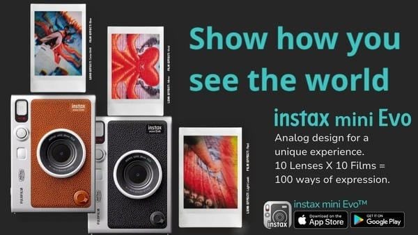 Máy ảnh Hybrid Fujifilm Instax Mini Evo thiết kế cổ điển tích hợp in ảnh