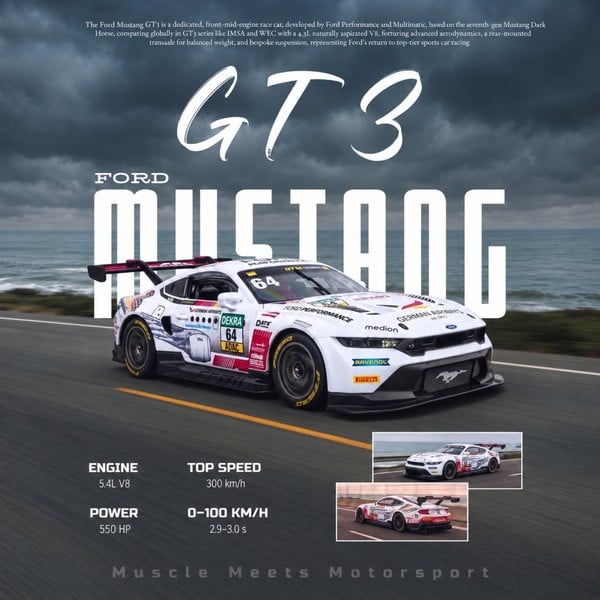 mô hình xe majorette Ford Mustang GT3 trắng