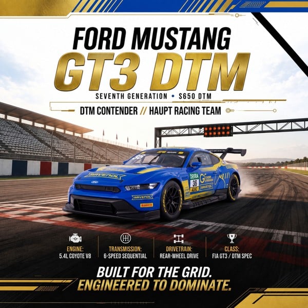 mô hình xe Majorette Ford Mustang GT3 Xanh Vàng