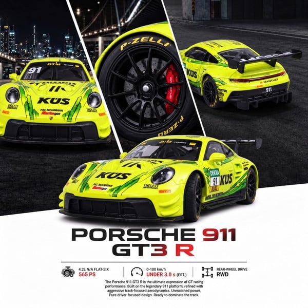 mô hình xe Majorette Porsche 911 GT3 R KUS