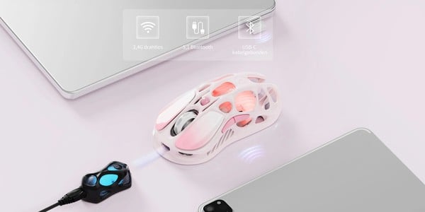 nShop bán Wireless Gaming Mouse GravaStar Mercury M1 Pro Sakura Pink kết nối không dây bluetooth usb receiver