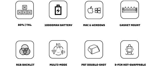 nShop bán bàn phím cơ không dây AKKO TAC87 Black & Gold Mirror 3 Mode nhiều tính năng công nghệ hiện đại