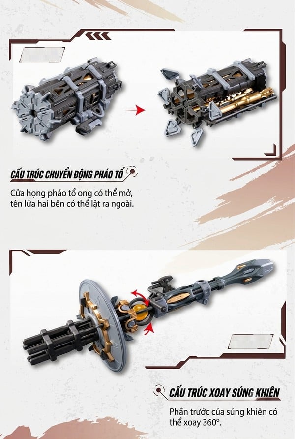 chi tiết pháo tổ ong và súng khiên của Model Kit Motor Nuclear MNP-XH13 Wei Yuan Heavy Firepower