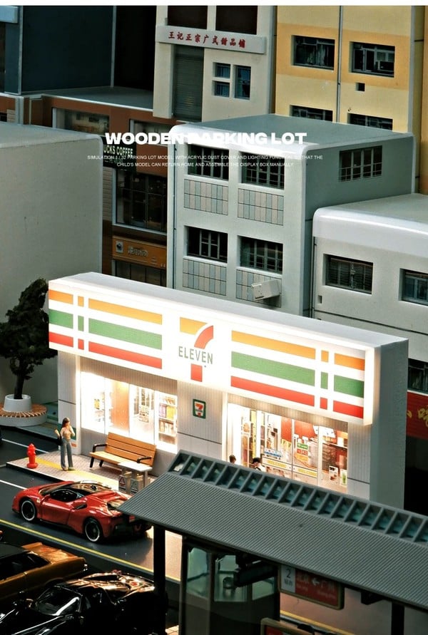 nShop bán Diorama 1:64 Mô hình cửa hàng tiện lợi 7-Eleven SCJ426 làm quà tặng người sưu tầm Tomica Hot Wheels