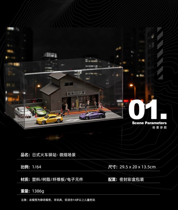 nShop bán Sa bàn Diorama 1:64 Sân ga Nhật Bản SCJ82027-A Shou Cang Jia tiểu cảnh có nắp micah chống bụi bẩn