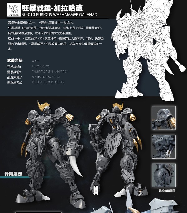 Khung xương nhựa lắp sẵn của Model Kit Mecha SNAA SC-010 Furious Warhammer Galahad