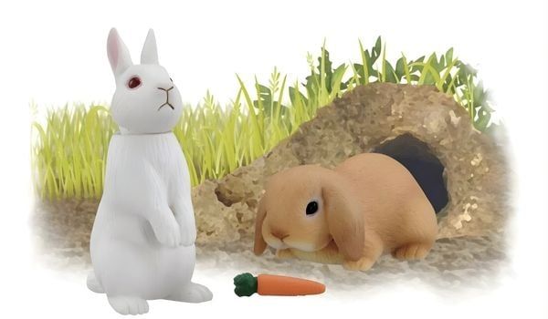 Mô hình động vật ANIA AS-34 – Cặp thỏ trắng và thỏ tai cụp siêu đáng yêu