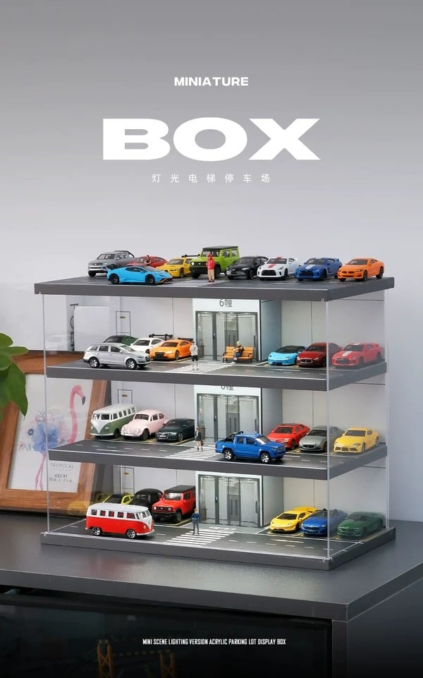 nShop bán Diorama 1:64 Bãi đỗ xe có thang máy SCJ415 Shou Cang Jia mô hình sa bàn tiểu cảnh trưng xe Tomica