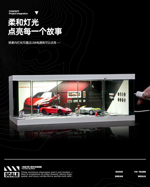 nShop bán Diorama 1:64 Showroom xe SCJ73441 chính hãng Shou Cang Jia làm background chụp xe mô hình