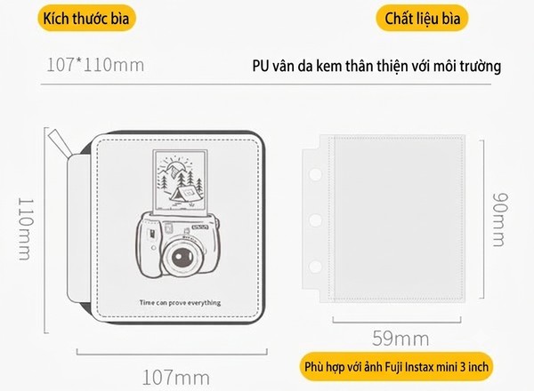 Thông số và chất liệu Album Ảnh Instax Mini Nhỏ Gọn Tiện Lợi bán ở nShop