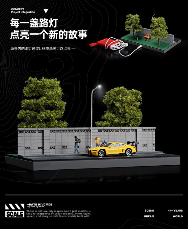 nShop bán Diorama 1:64 Cảnh tường ven đường và cây xanh SCJ82032 làm quà tặng fan sưu tầm mô hình xe diecast