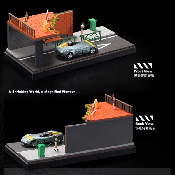 nShop bán Tiểu cảnh Diorama 1:64 Kèm Hộp Trưng Bày - Cầu Gãy 82001 có nắp mica trưng bày chống bụi bám bẩn