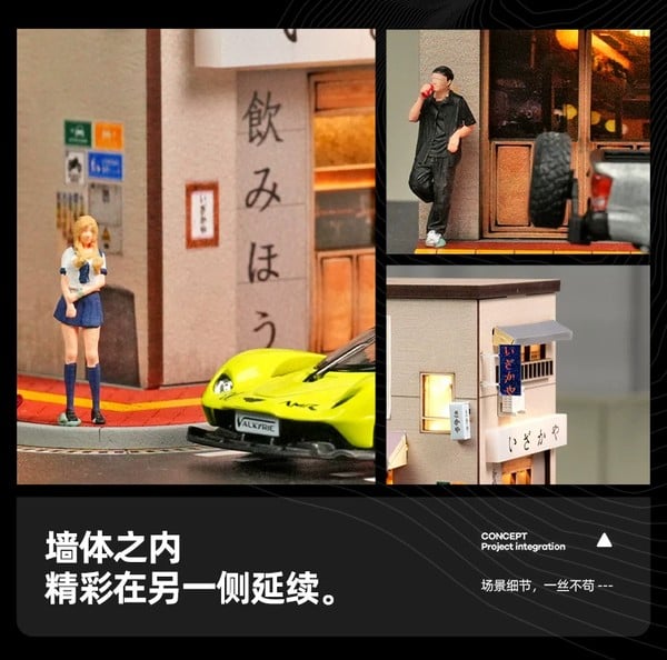 nShop bán Sa bàn Diorama 1:64 Quán rượu góc phố SCJ82039 Shou Cang Jia trang trí mô hình dự án bất động sản