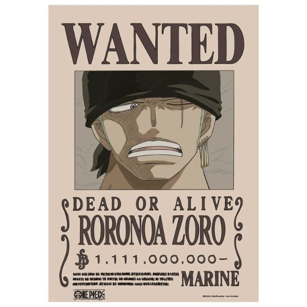 Poster One Piece V2 - Lệnh truy nã Zoro Chính Hãng