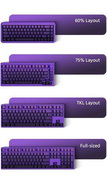 Bộ Keycap bàn phím cơ Veekos Purple Gradient PBT Double-Shot / Cherry profile / 135 nút với màu tím bắt mắt thu hút