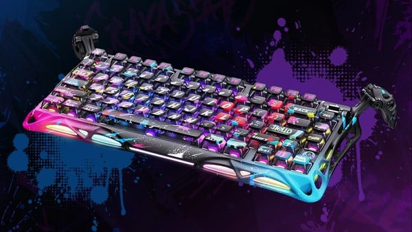 Bàn phím cơ GravaStar Mercury V75 Pro Neon Graffiti Switch UFO phong cách Cyberpunk