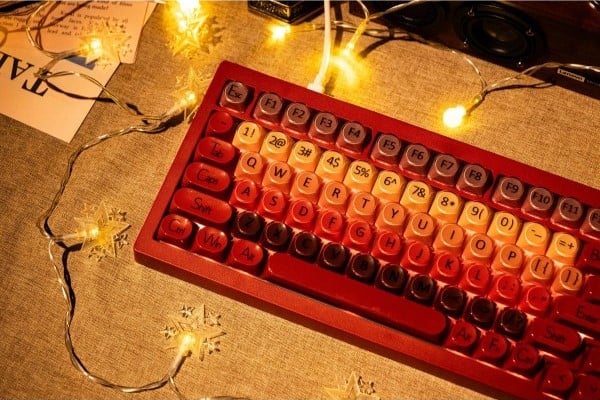 nShop bán bàn phím cơ Veekos K75 Wine Red Frost Pink Switch thích hợp làm quà tặng nữ game thủ thích phím cơ