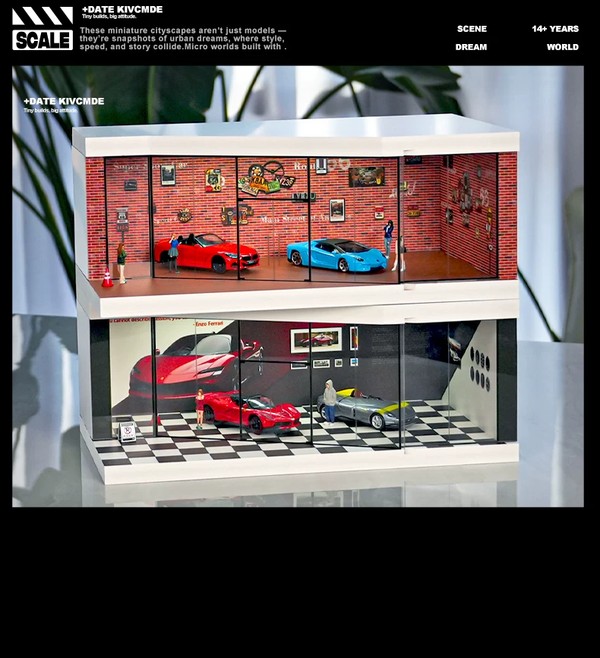 nShop bán Diorama 1:64 Showroom xe SCJ73441 chính hãng Shou Cang Jia tráng trí cửa hàng quán cà phê