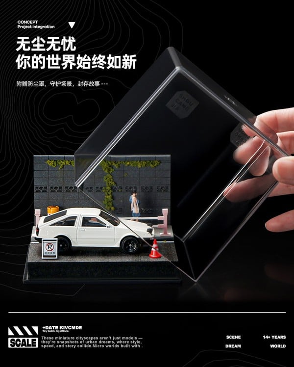 nShop bán Diorama 1:64 Kèm Hộp Trưng Bày - Bờ Tường Bên Đường 82013 có nắp mica bảo vệ chống bụi bám bẩn