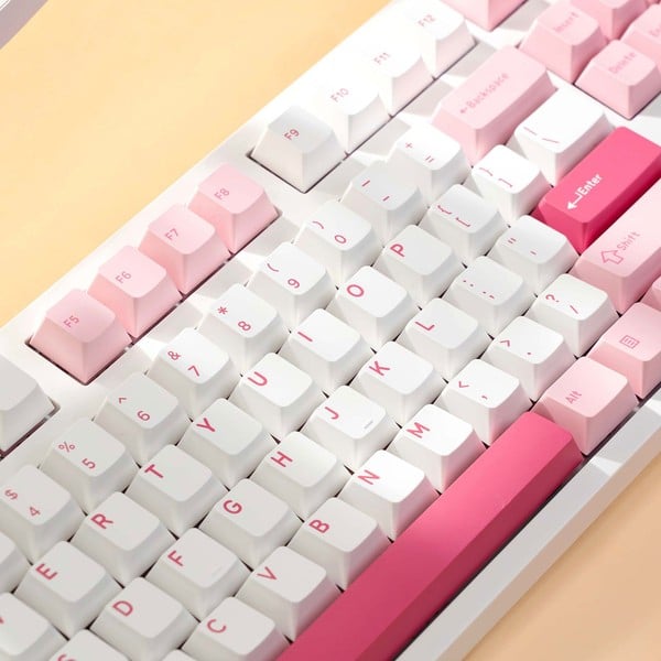 nShop bán AKKO 3108 RF V3 Prunus Lannesiana Frost Pink Switch keycap PBT bền bỉ tránh bay màu theo thời gian