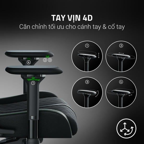 Tay vịn 4D điều chỉnh tối ưu ghế gaming Razer Enki nShop