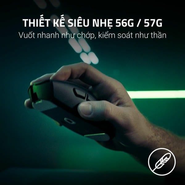 Thiết kế siêu nhẹ 56g giúp vuốt nhanh như chớp trên Razer DeathAdder V4 Pro