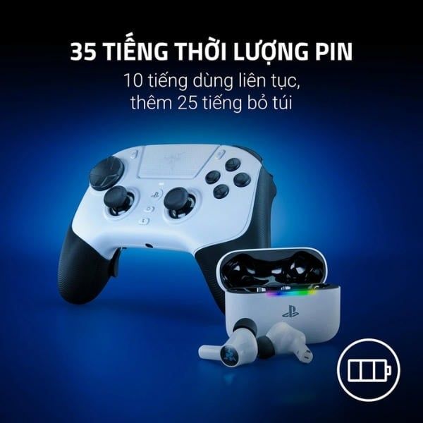 Thời lượng pin 35 tiếng tai nghe Razer Hammerhead V3 X nShop