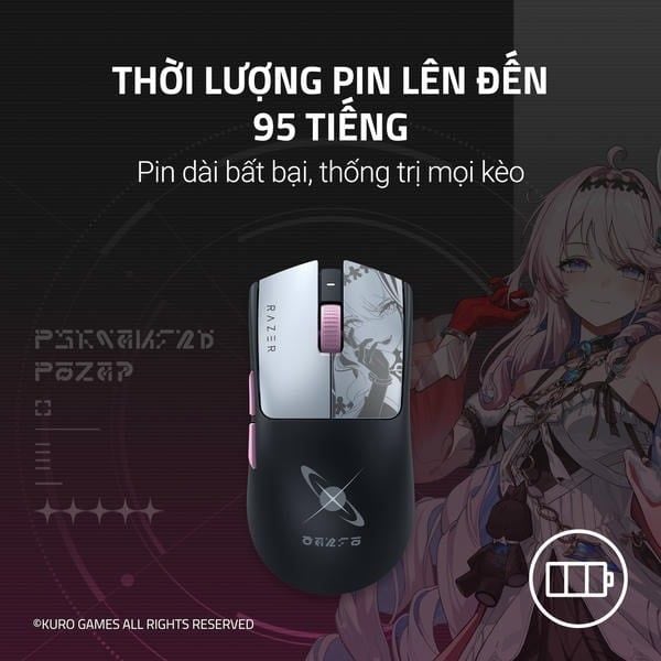 Thời lượng pin 95 tiếng của chuột Razer Wuthering Waves WuWa nShop
