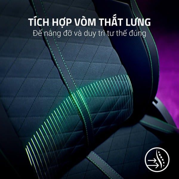Tích hợp vòm thắt lưng nâng đỡ cột sống ghế Razer Enki nShop
