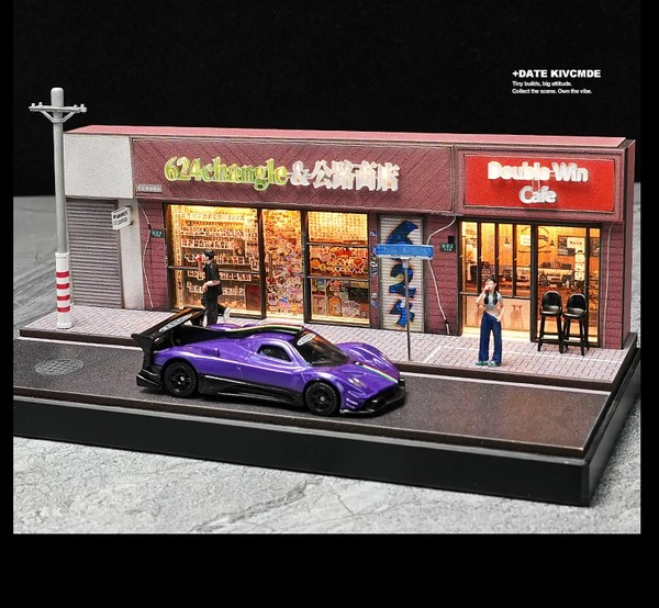 nShop bán Tiểu cảnh Diorama 1:64 Tiệm bách hóa bên đường SCJ82012-A trang trí bàn làm việc, tủ trưng bày mô hình