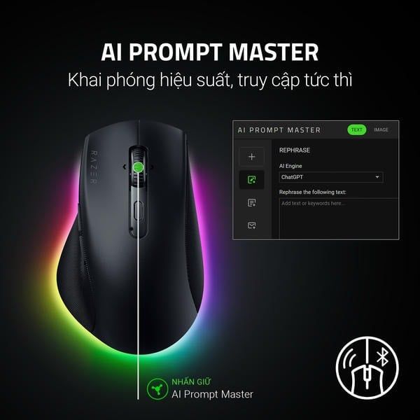 Tính năng AI Prompt Master trên chuột Razer Pro Click V2 nShop