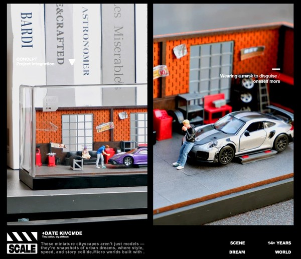 nShop bán Diorama 1:64 Xưởng sửa chữa xe tường gạch đỏ SCJ82002-A trang trí nhà, cửa hàng, quán cà phê giá tốt
