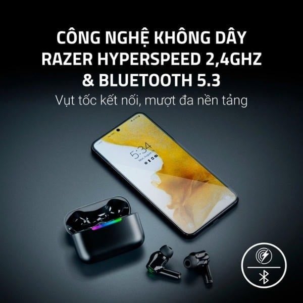 Kết nối HyperSpeed và Bluetooth 5.3 tai nghe Razer Hammerhead V3 X HyperSpeed chính hãng nShop