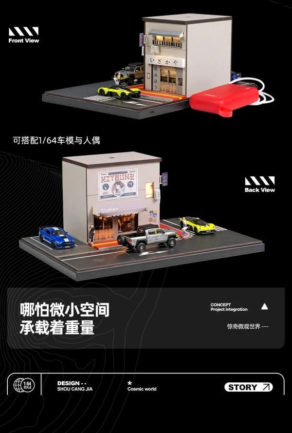 nShop bán Sa bàn Diorama 1:64 Quán rượu góc phố SCJ82039 Shou Cang Jia trang trí mô hình thiết kế nội thất giá tốt