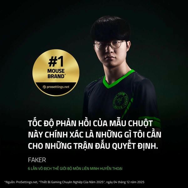 Huyền thoại Faker tin dùng dòng chuột gaming Razer chính hãng tại nShop