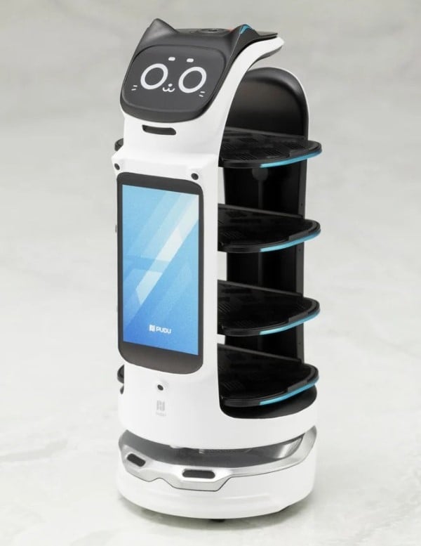 nShop bán mô hình BellaBot Pro White Ver - Pudu Robotics - Kotobukiya KP814 có màn hình hiển thị trước bụng