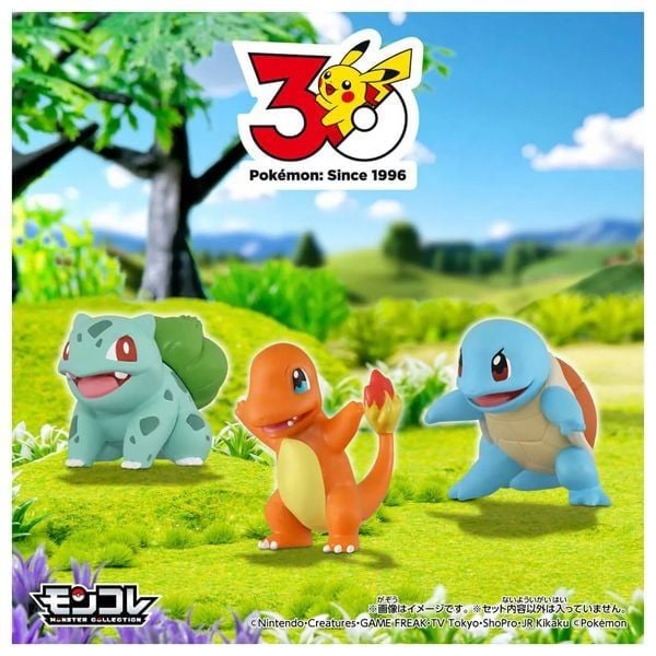 review mô hình Pokemon 30th Anniversary Moncolle Kanto Starter Set đẹp nhất