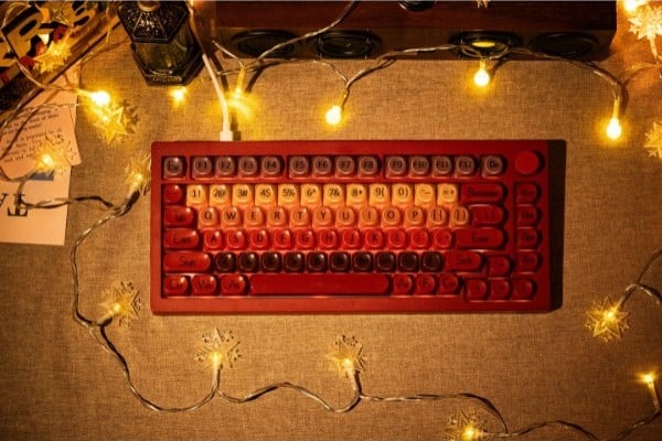 nShop bán bàn phím cơ Veekos K75 Wine Red Frost Pink Switch thích hợp làm quà tặng nữ nhân viên công sở