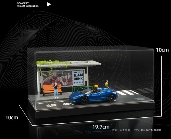nShop bán Diorama tỉ lệ 1:64 Trạm dừng xe bus SCJ82010 Shou Cang Jia sa bàn có nắp mica dễ trưng bày bảo quản