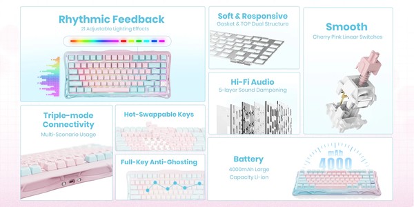 nShop bán bàn phím cơ không dây GravaStar Mercury K1 Lite Special Edition nhỏ gọn, công nghệ hiện đại, có LED RGB